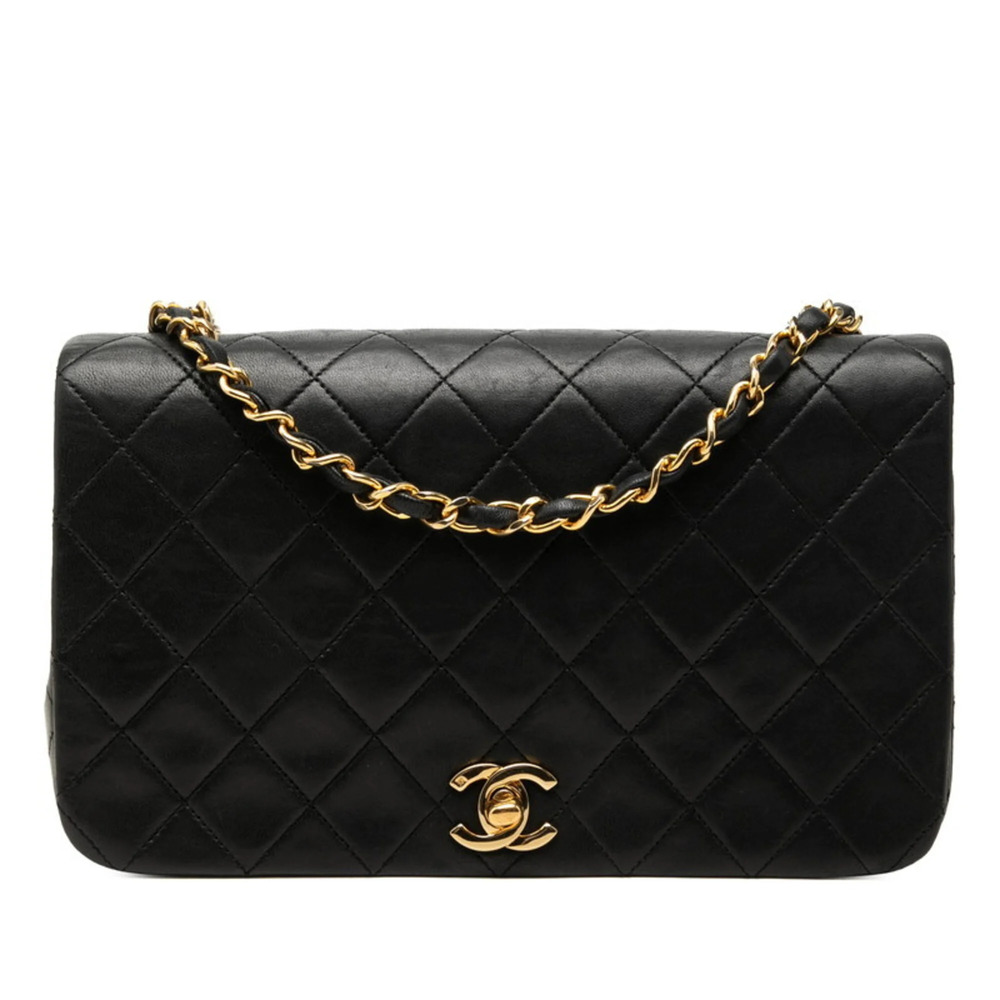 Chanel Matelassé 23 Coco Mark Chain Shoulder Bag, Full Flap, Black, Gold Hard...